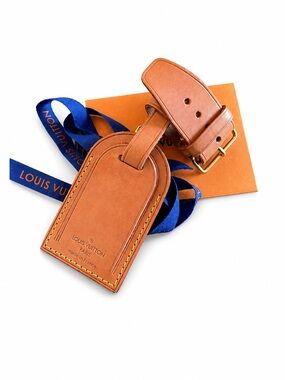 EUC Louis Vuitton Tan Leather Vachetta Luggage Tag with Poignet Strap